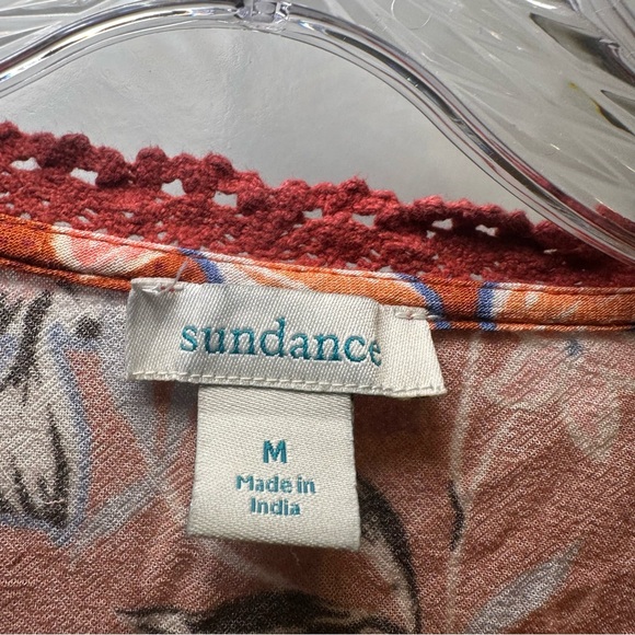Sundance Orange Boho Floral Print V Neck Blouse size M - Picture 2 of 8